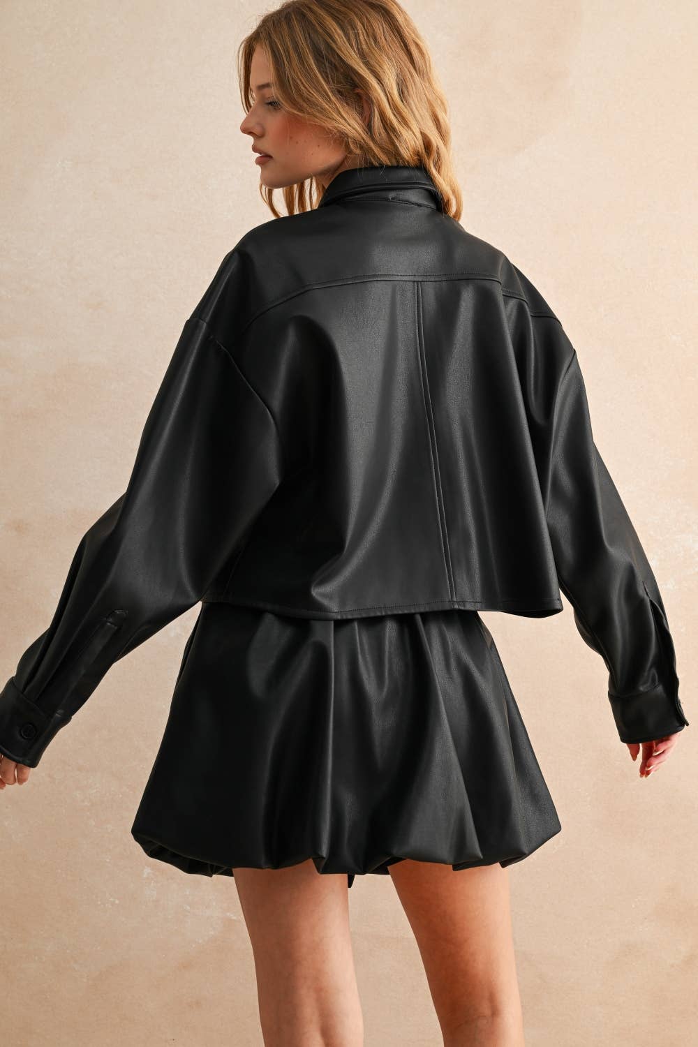 Vegan Leather Balloon Skirt