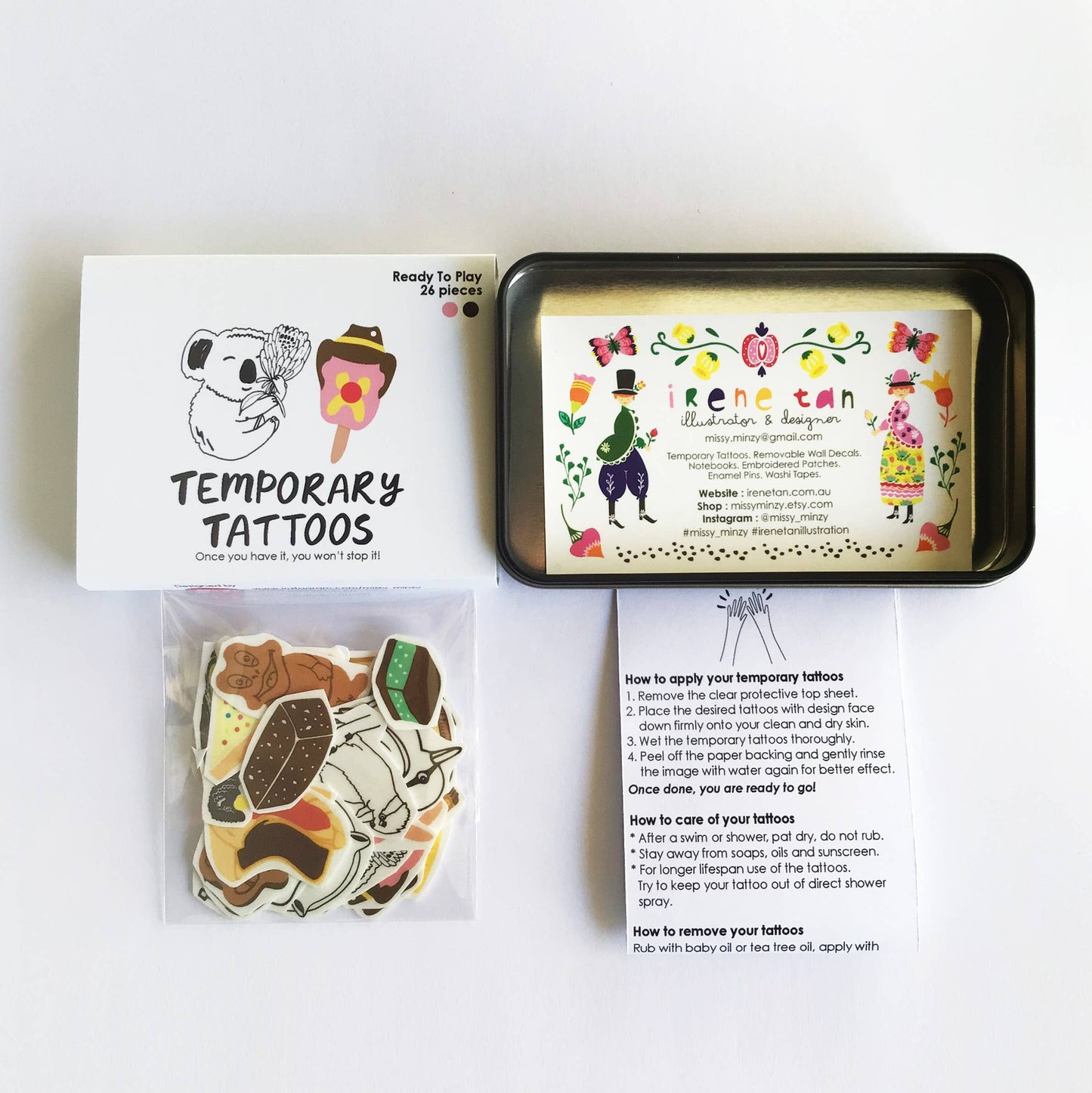 Australiana Animal n Food | Pre-cut Temporary Tattoos