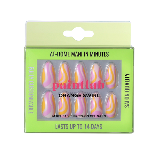 Press-On Nails | Orange Swirl