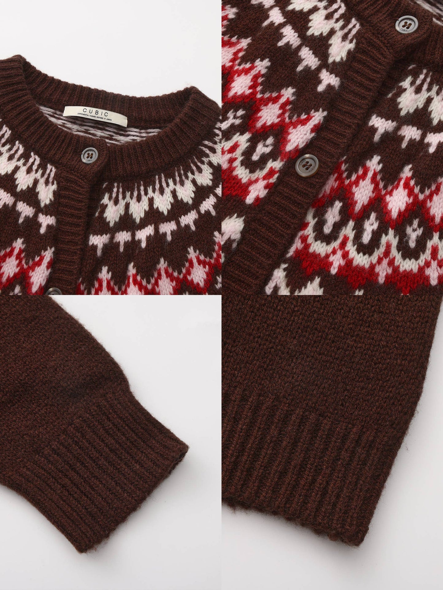 Fair Isle Knit Cardigan | 100% Wool