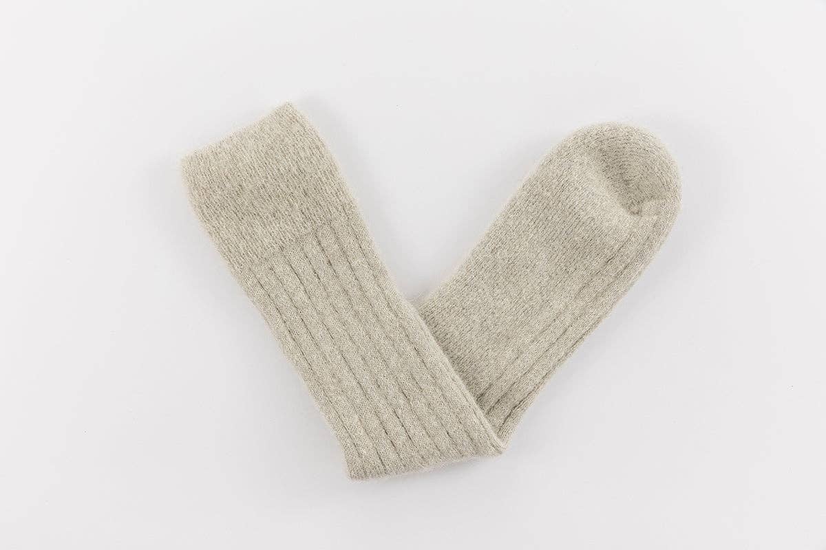 Ultra Soft Alpaca Bed Socks | Pearl Grey