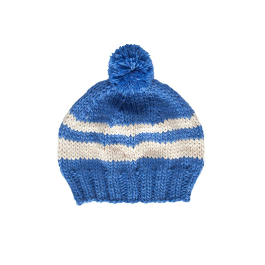 Retro Beanie | Blue & Cream