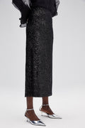 Sequin Pencil Skirt | Black