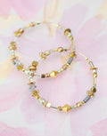 Gold and Silver Large beaded Hoops