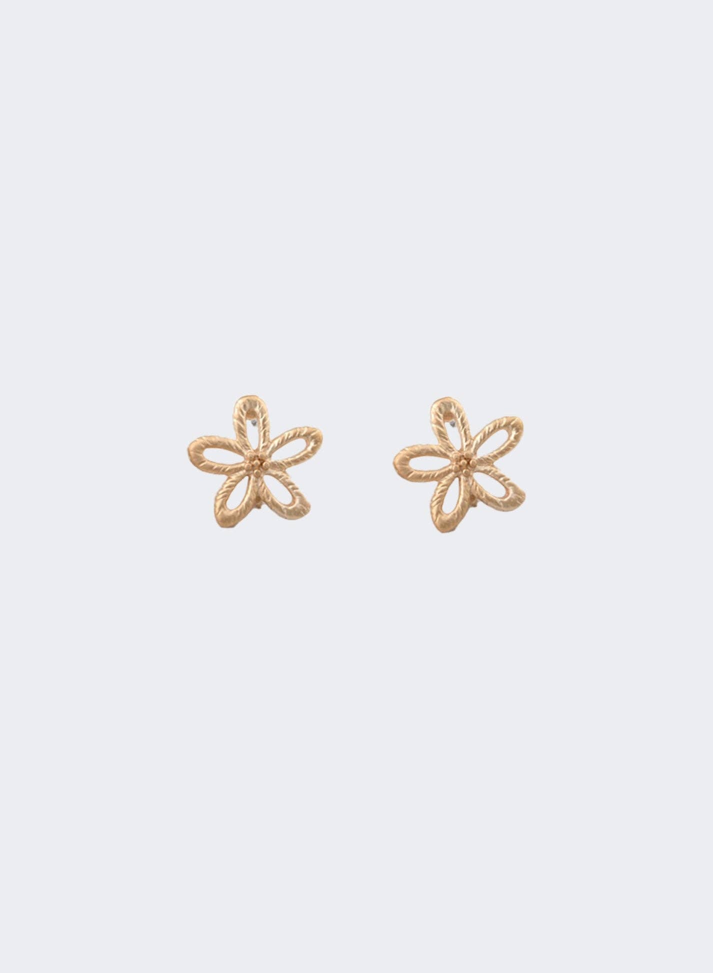 Matte Textured Flower Stud | Silver & Gold