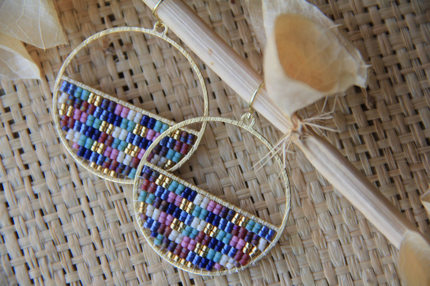 Beaded Patchwork Circle Earrings | Galactic Dream