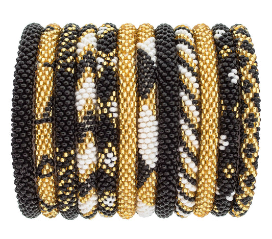 Game Day Roll-On Bracelets | Gold, White, and Black