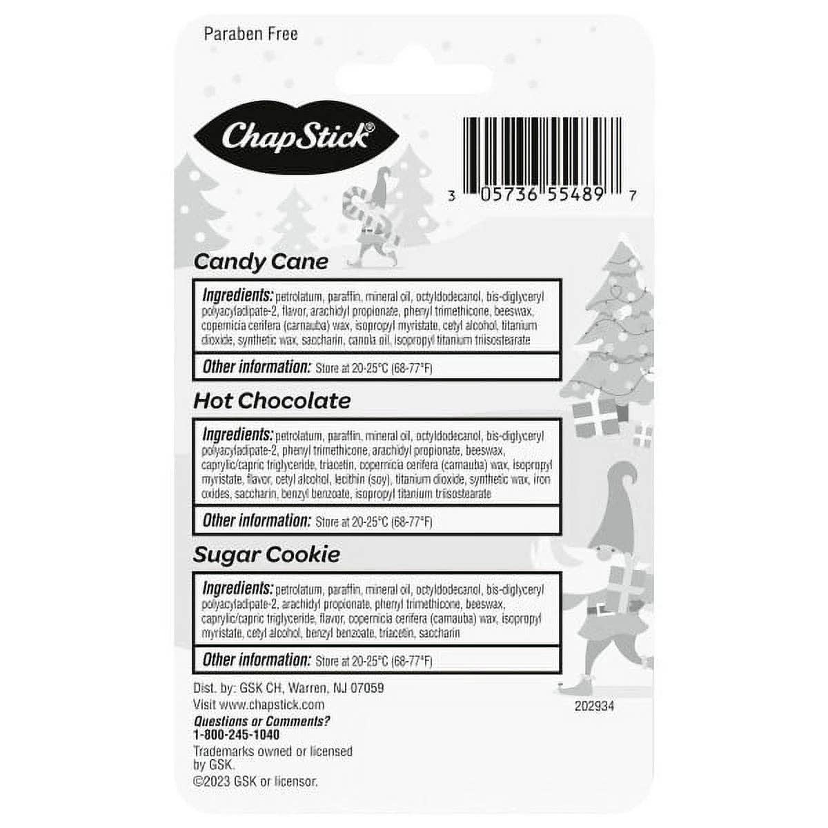 ChapStick Christmas Collection Pack | Candy Cane, Hot Chocolate, Sugar Cookie