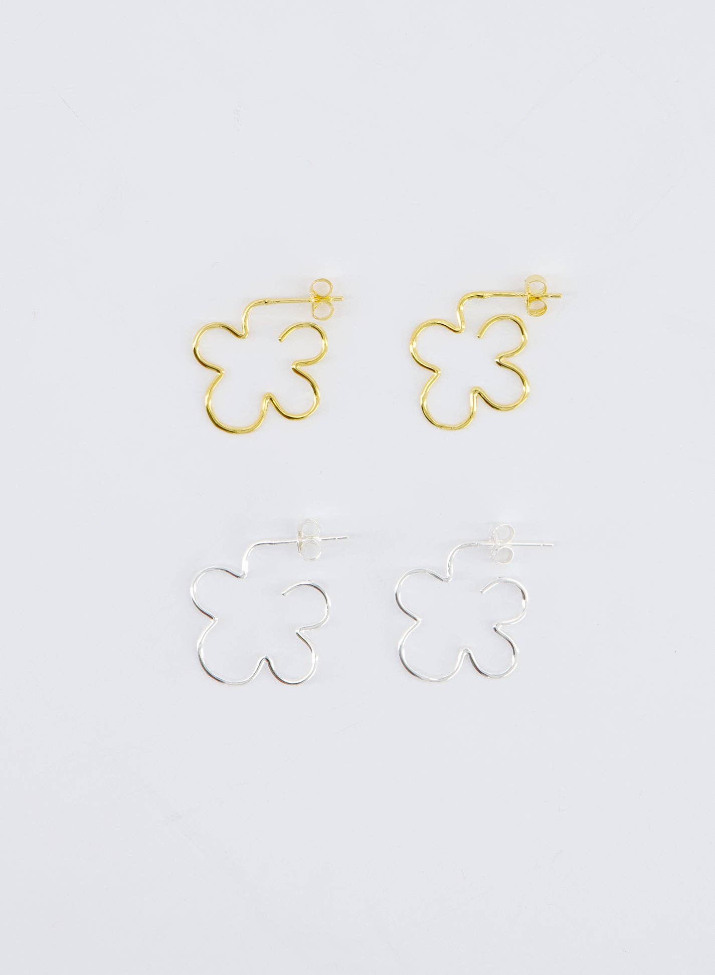 WIRE FLOWER EARRINGS • 18k Gold Vermeil