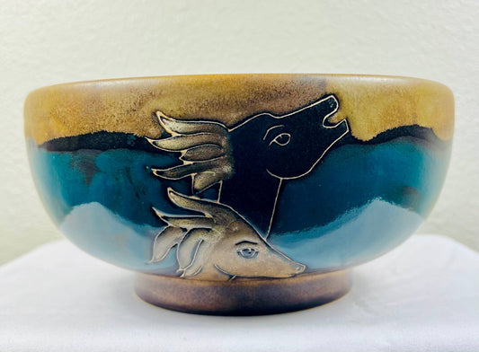 Mara Stoneware Horses | Serving Bowl