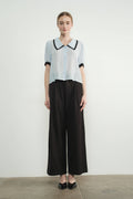 Contrast Edge Collar Blouse