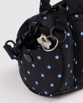Small Nylon Duffle Bag | Black and Sky Blue Micro Dot