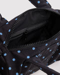 Small Nylon Duffle Bag | Black and Sky Blue Micro Dot