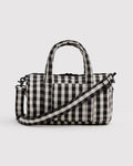 Nylon Duffle Bag | Black and Cream Gingham