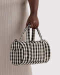 Nylon Duffle Bag | Black and Cream Gingham