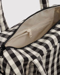 Nylon Duffle Bag | Black and Cream Gingham