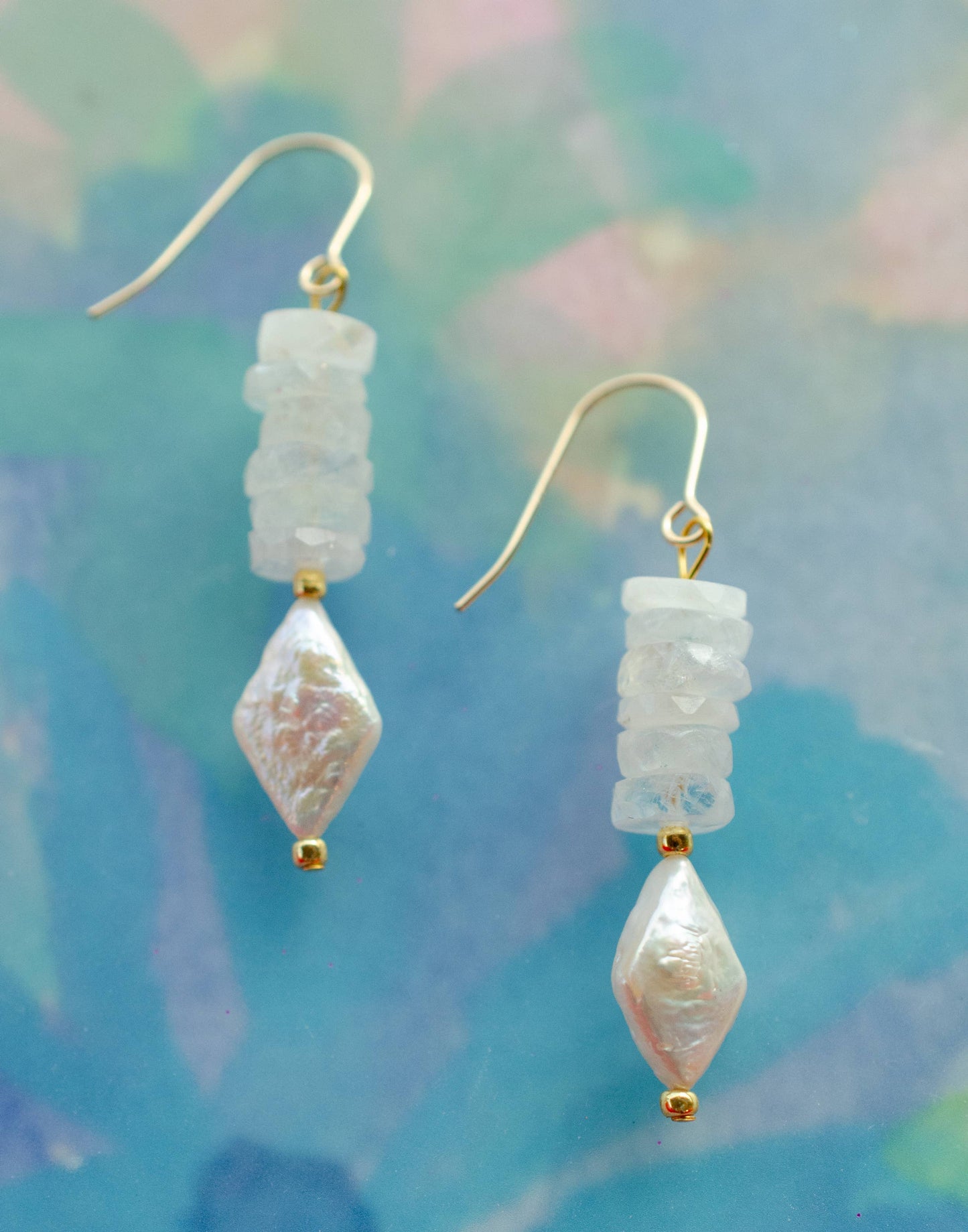 Pear and Moonstone | Drop Earrings