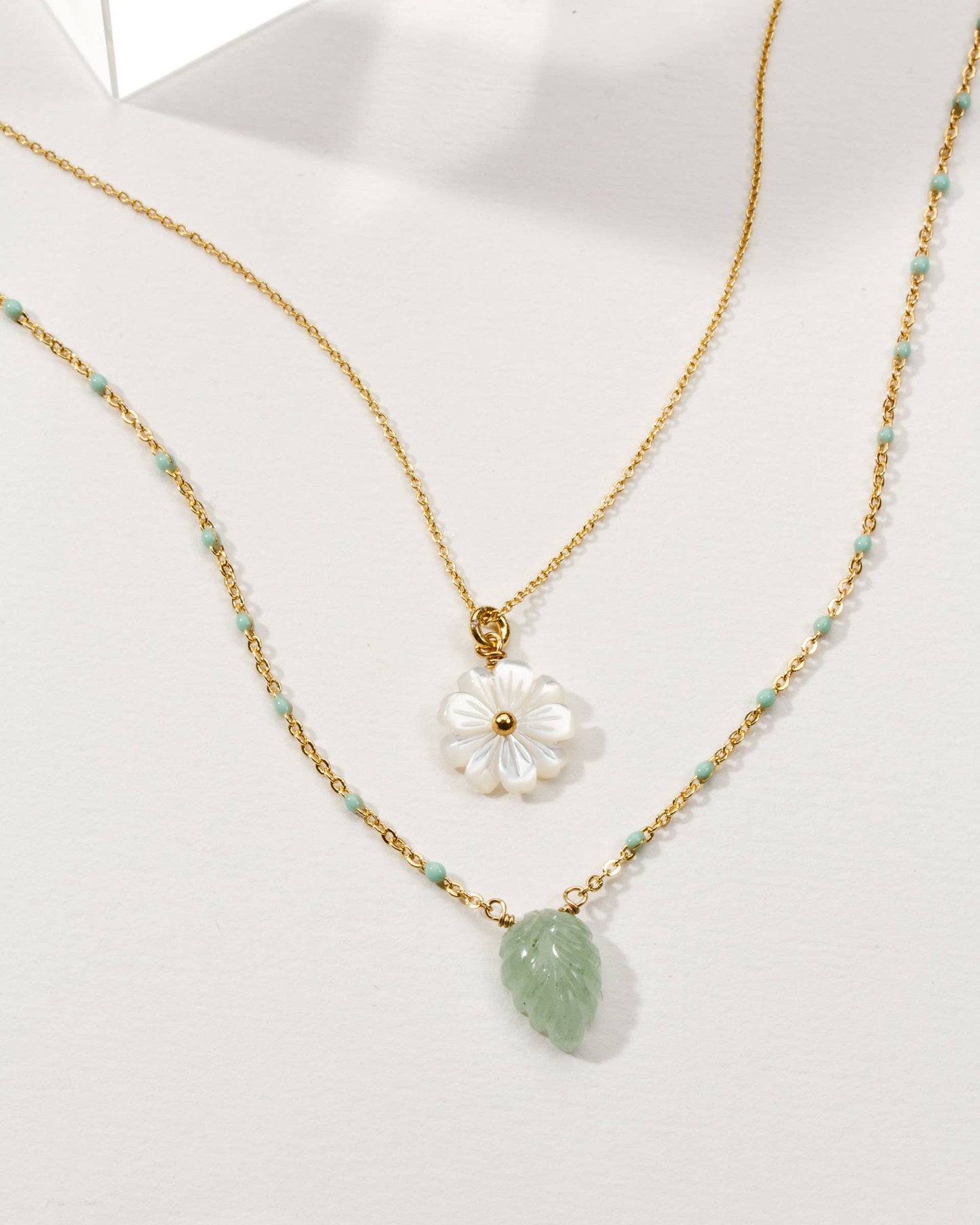 Blooming Layered Necklace Set | Green Aventurine