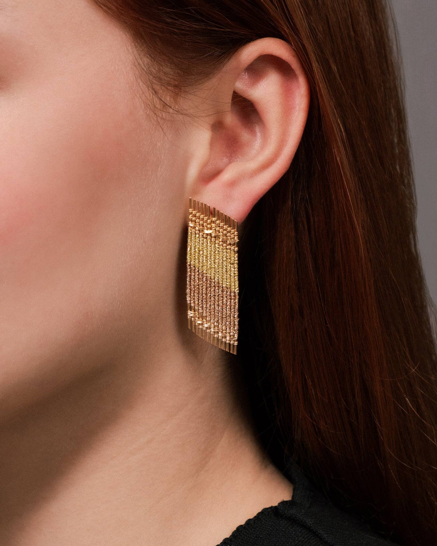 Angled Rectangle Earrings | Blue/Tan