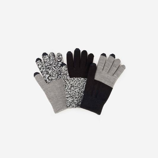 Pair and Spare Knit Touchscreen Gloves | Black Grey