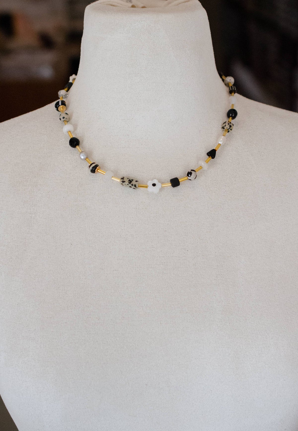 Beaded Necklace | Black and White
