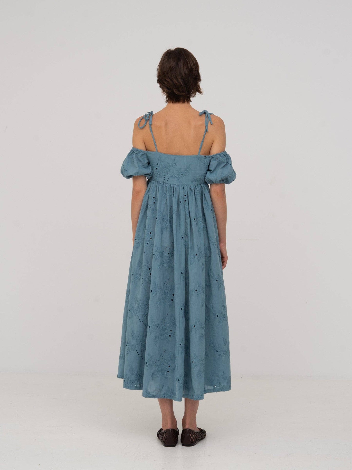 Vera Embroidered Blue Maxi Dress