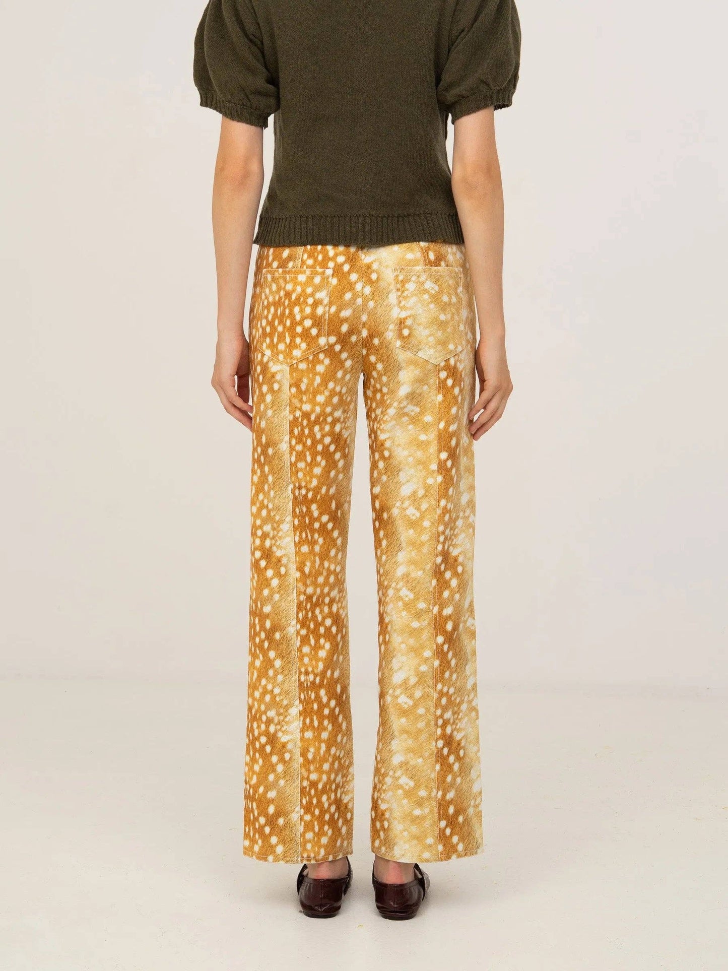 Deer Print Denim Jeans