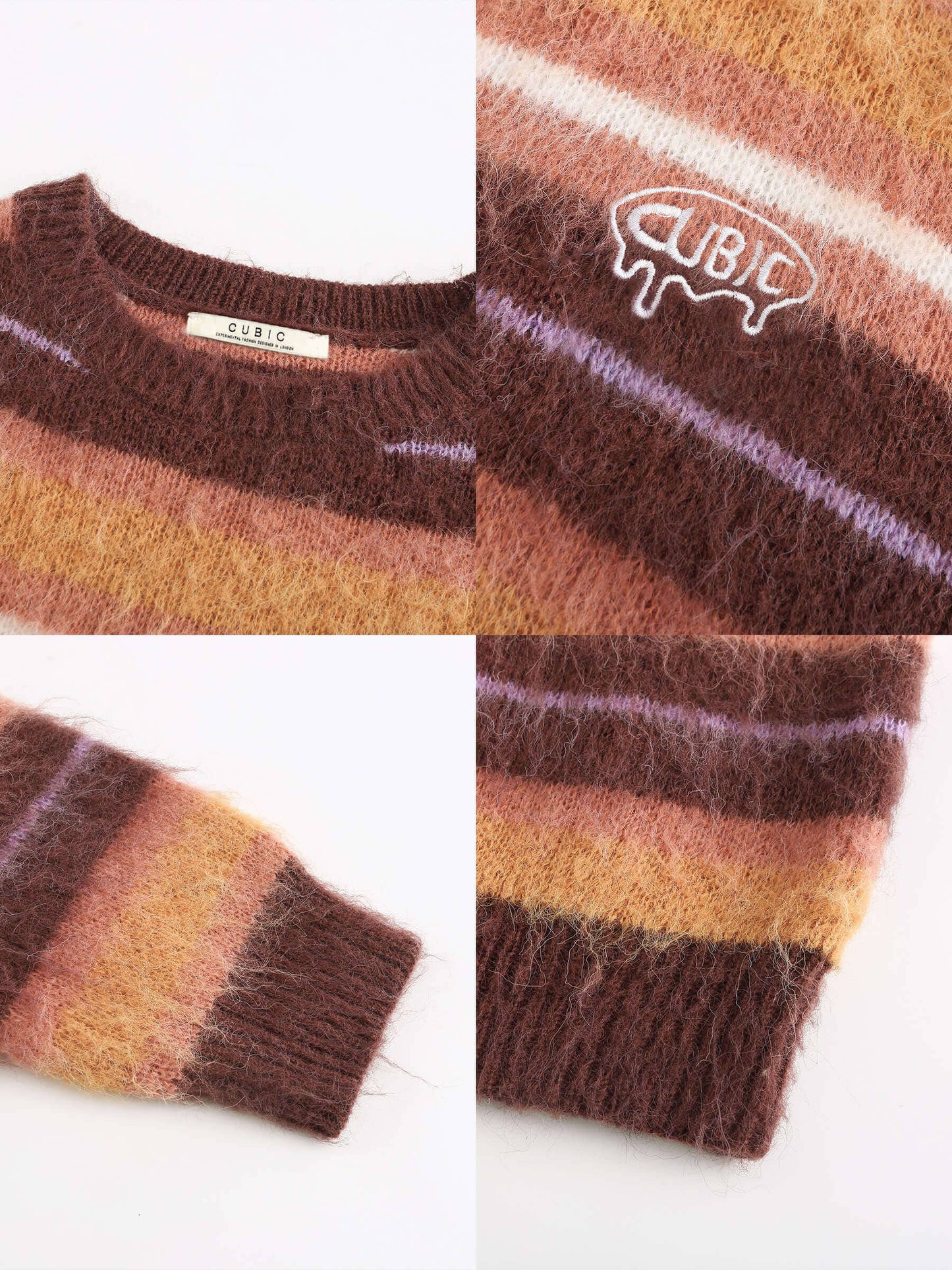 Fluffy Striped Oversized Knit Sweater