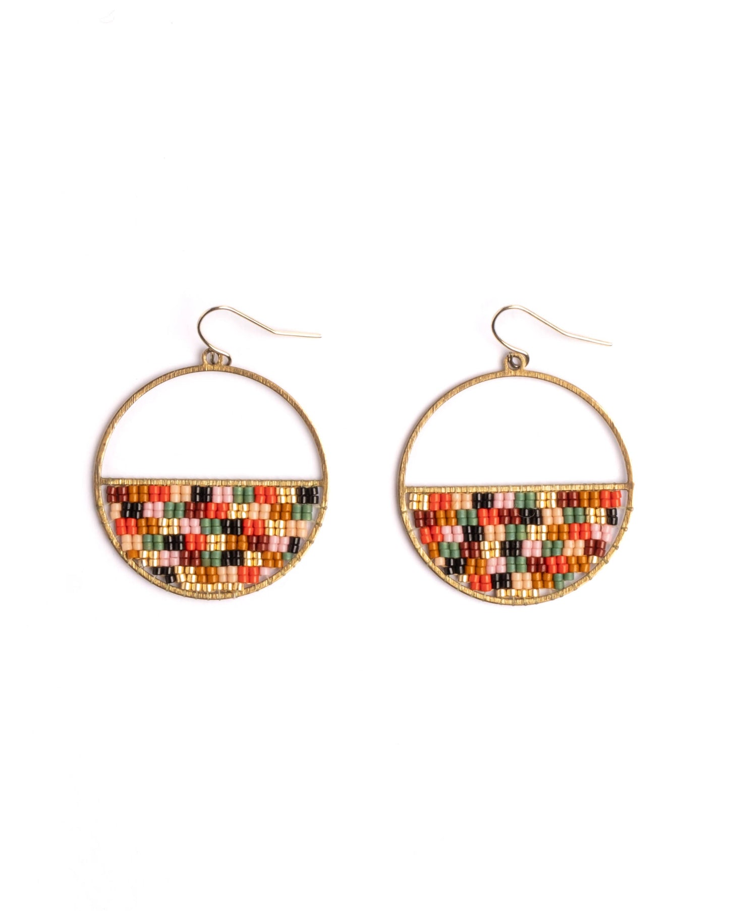 Beaded Patchwork Circle Earrings | Sweet Escape
