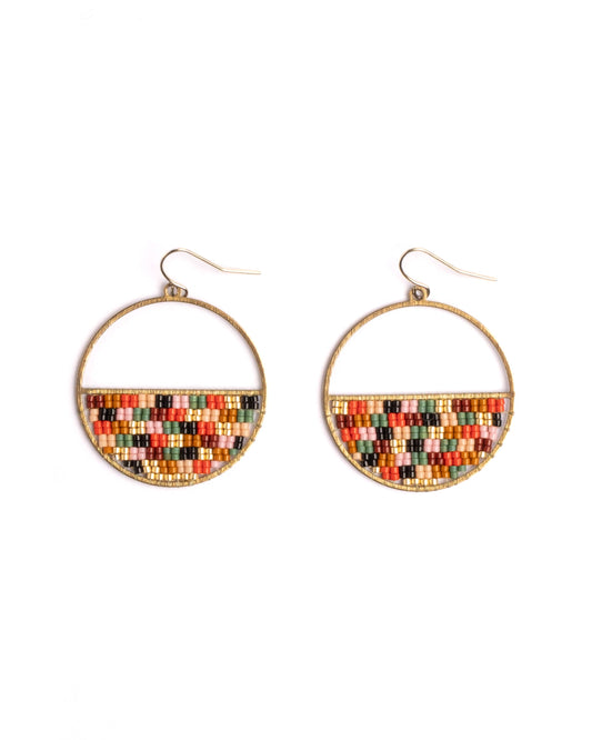 Beaded Patchwork Circle Earrings | Sweet Escape