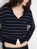 Striped Long-Sleeve Knit Cardigan | Two Colours
