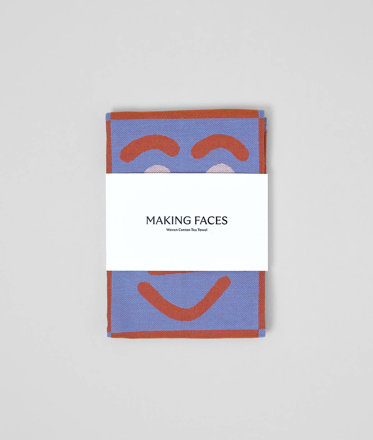 Faces Blue/Brown | Cotton Tea Towel