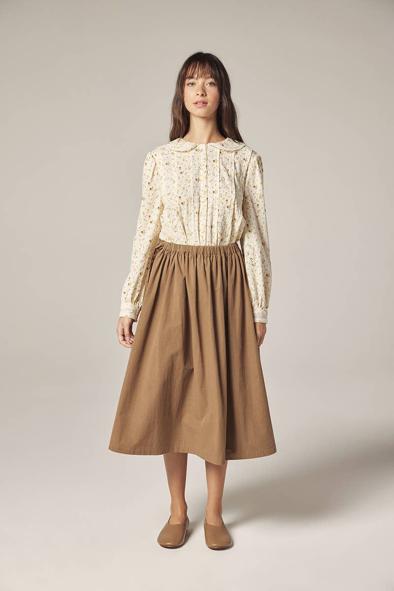 Peter Pan Collar Blouse | Yellow & Olive