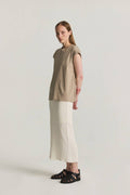 Miranda Skirt | Textured Midi Skirt with Back Slit