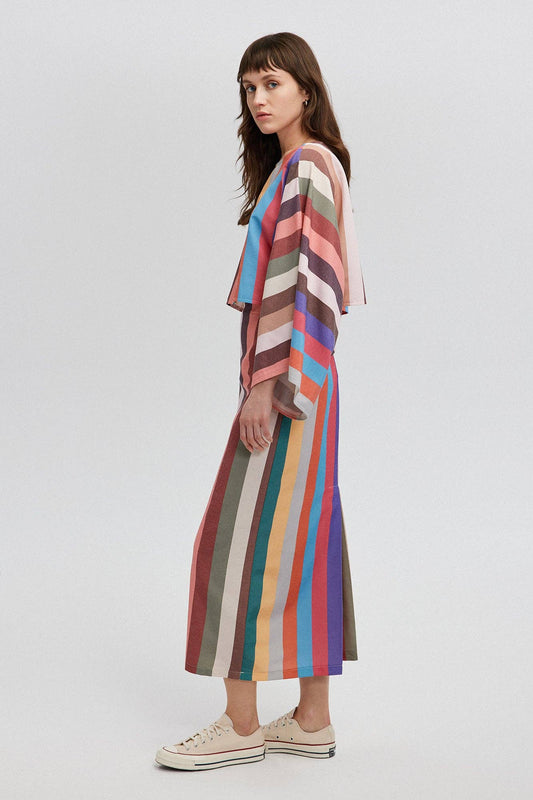 Striped Top and Skirt Set | Multi-Coloured