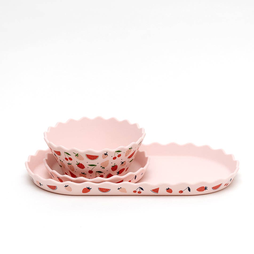 Pink Fruits | Silicone Bowl and Plate Set