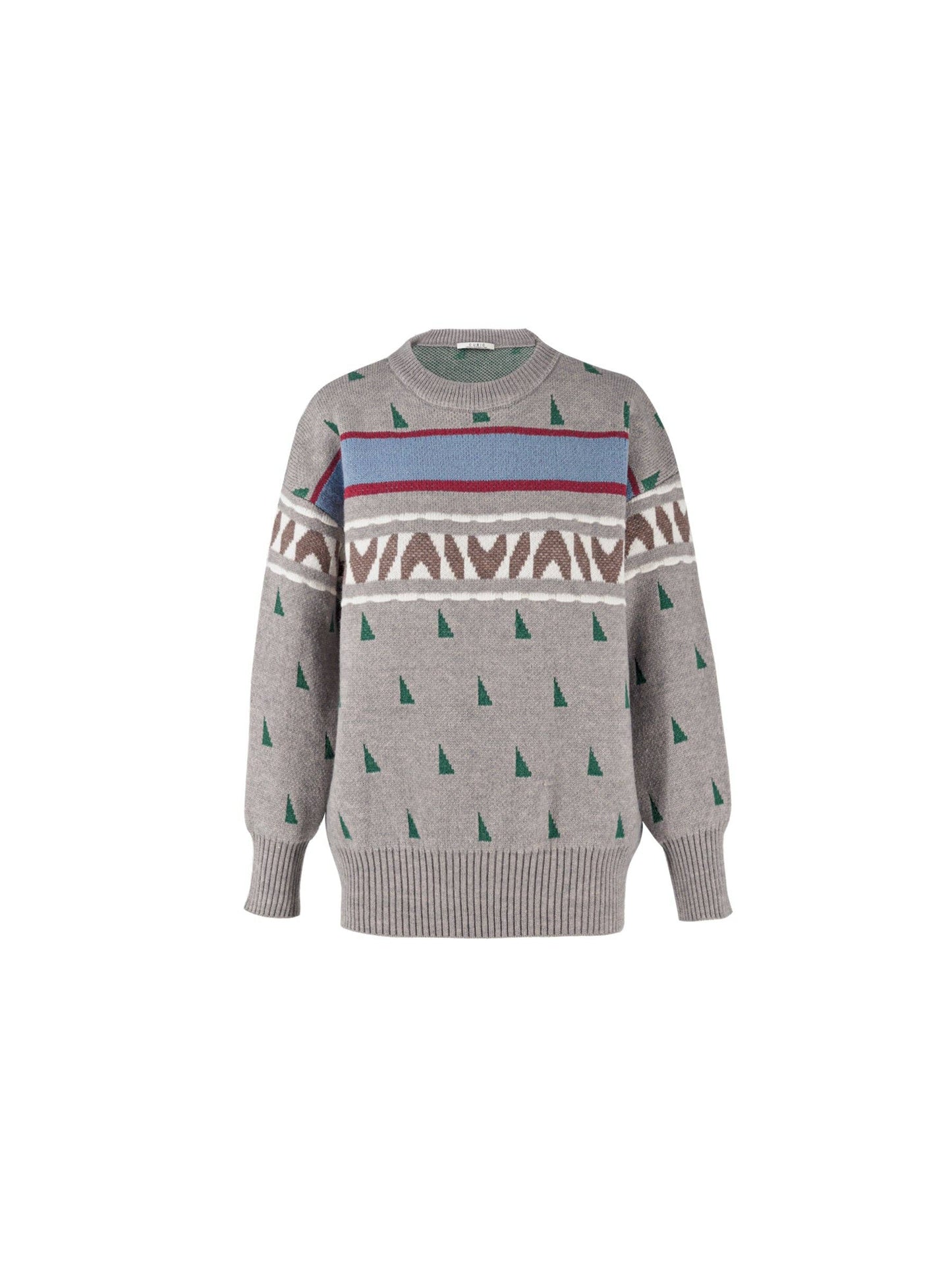 Geometric Patterned Jacquard Knit Sweater