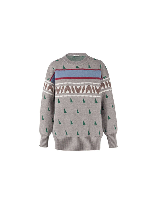 Geometric Patterned Jacquard Knit Sweater