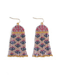 Beaded Brocade Garden Earrings | Lilac Teal