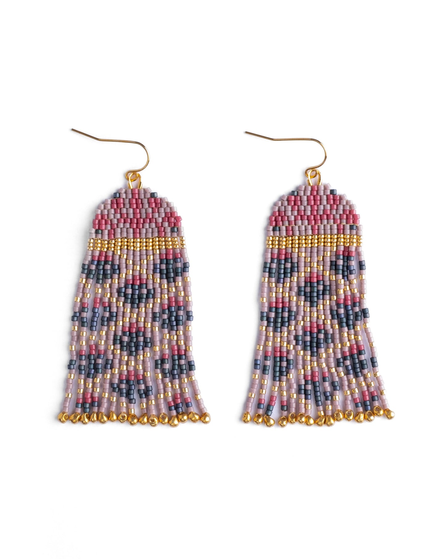 Beaded Brocade Garden Earrings | Lilac Teal