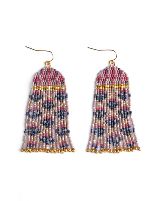Beaded Brocade Garden Earrings | Lilac Teal