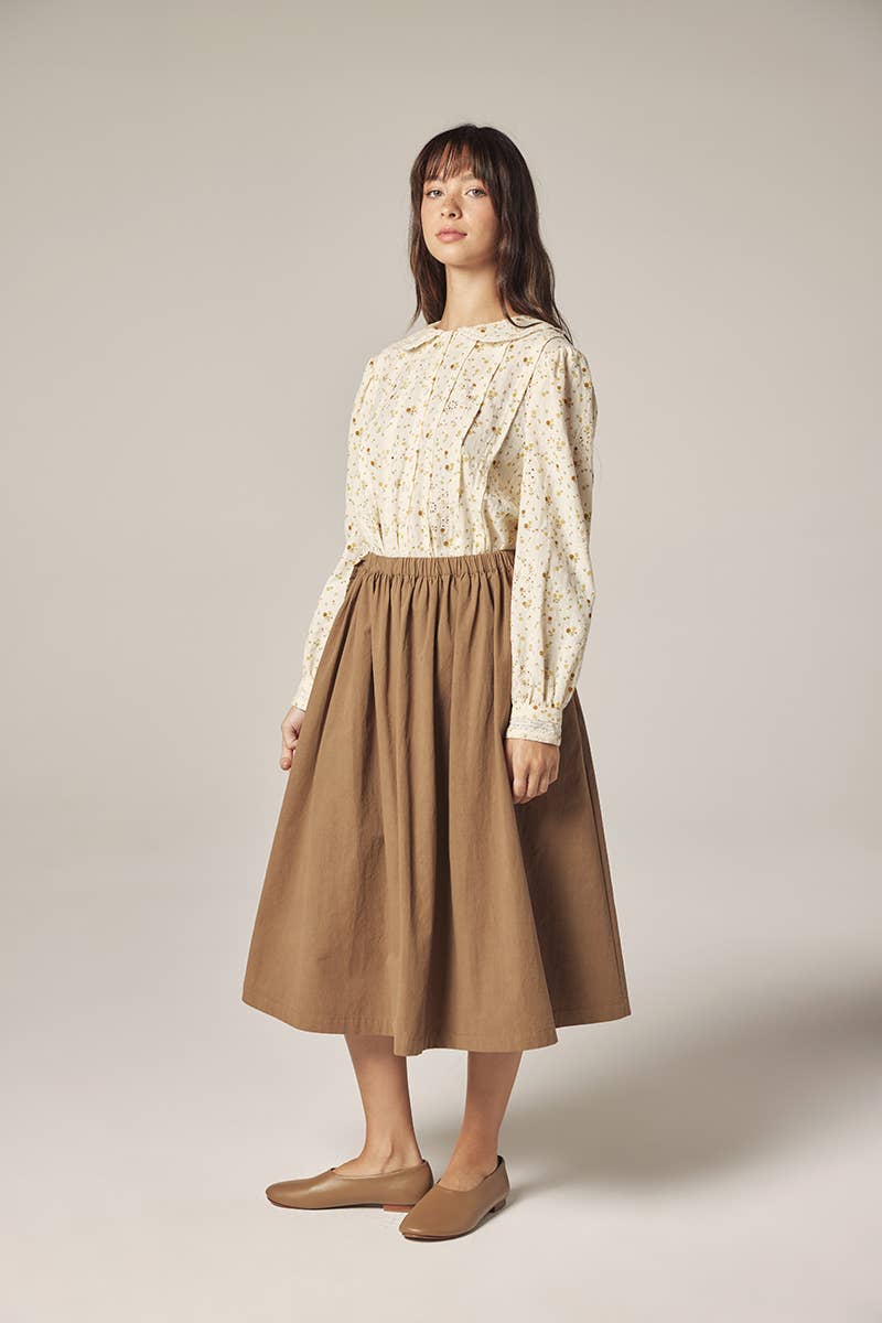 Peter Pan Collar Blouse | Yellow & Olive