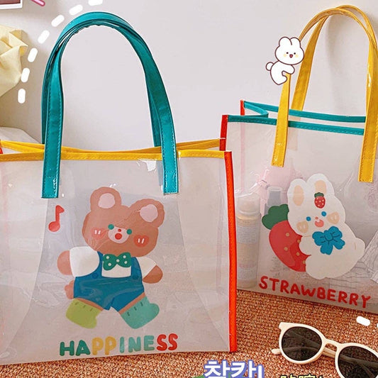 Cute Jelly Tote Bag | Bear & Bunny Print