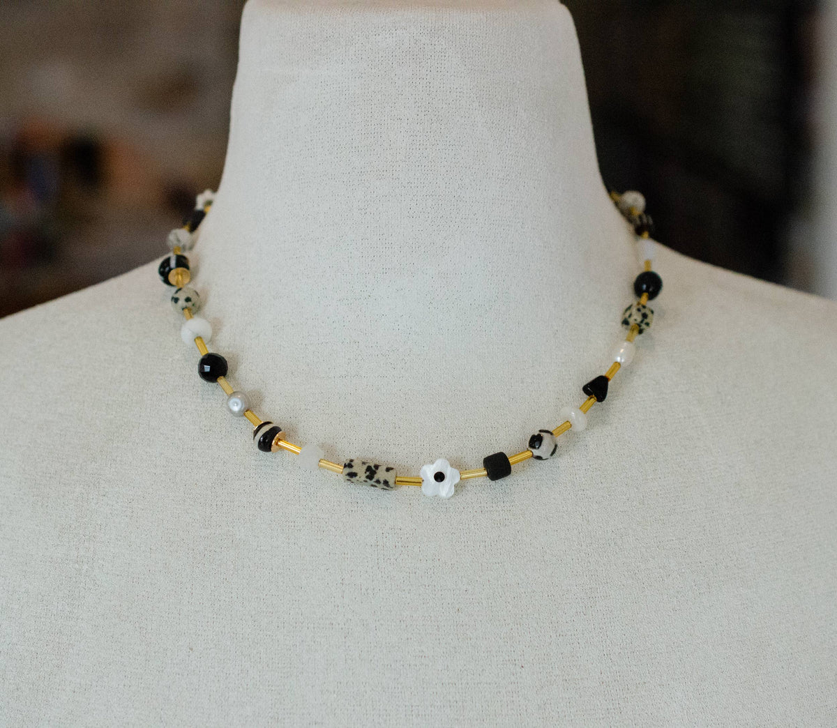 Beaded Necklace | Black and White