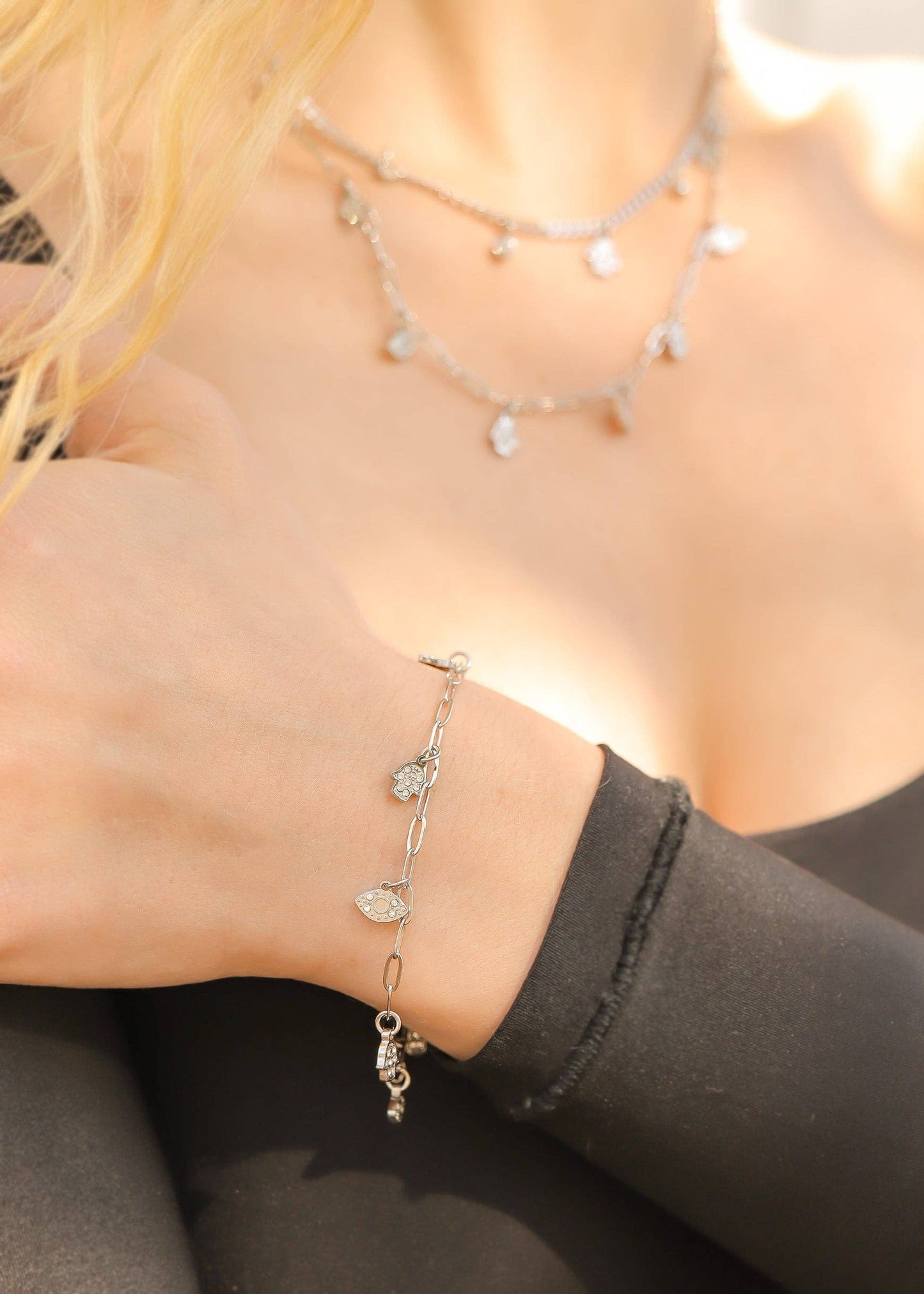 Hamsa & Evil Eye Charm Bracelet | more colours avail