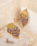 Beaded Confetti Fringe Earrings | Purple/Rust