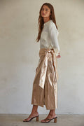 Wrap Midi Skirt | Rose Gold