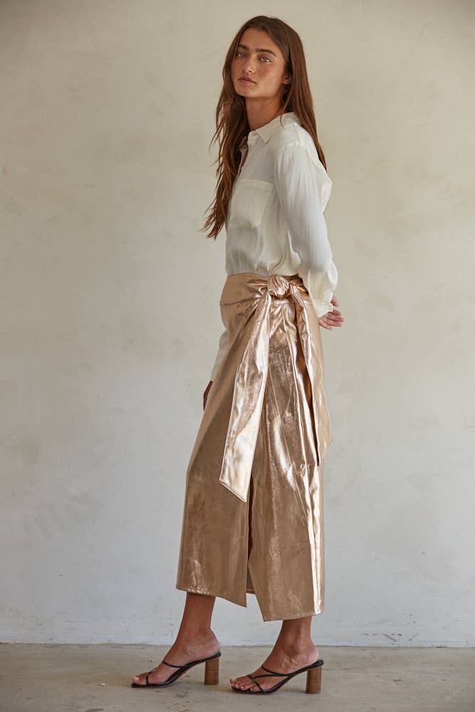 Wrap Midi Skirt | Rose Gold