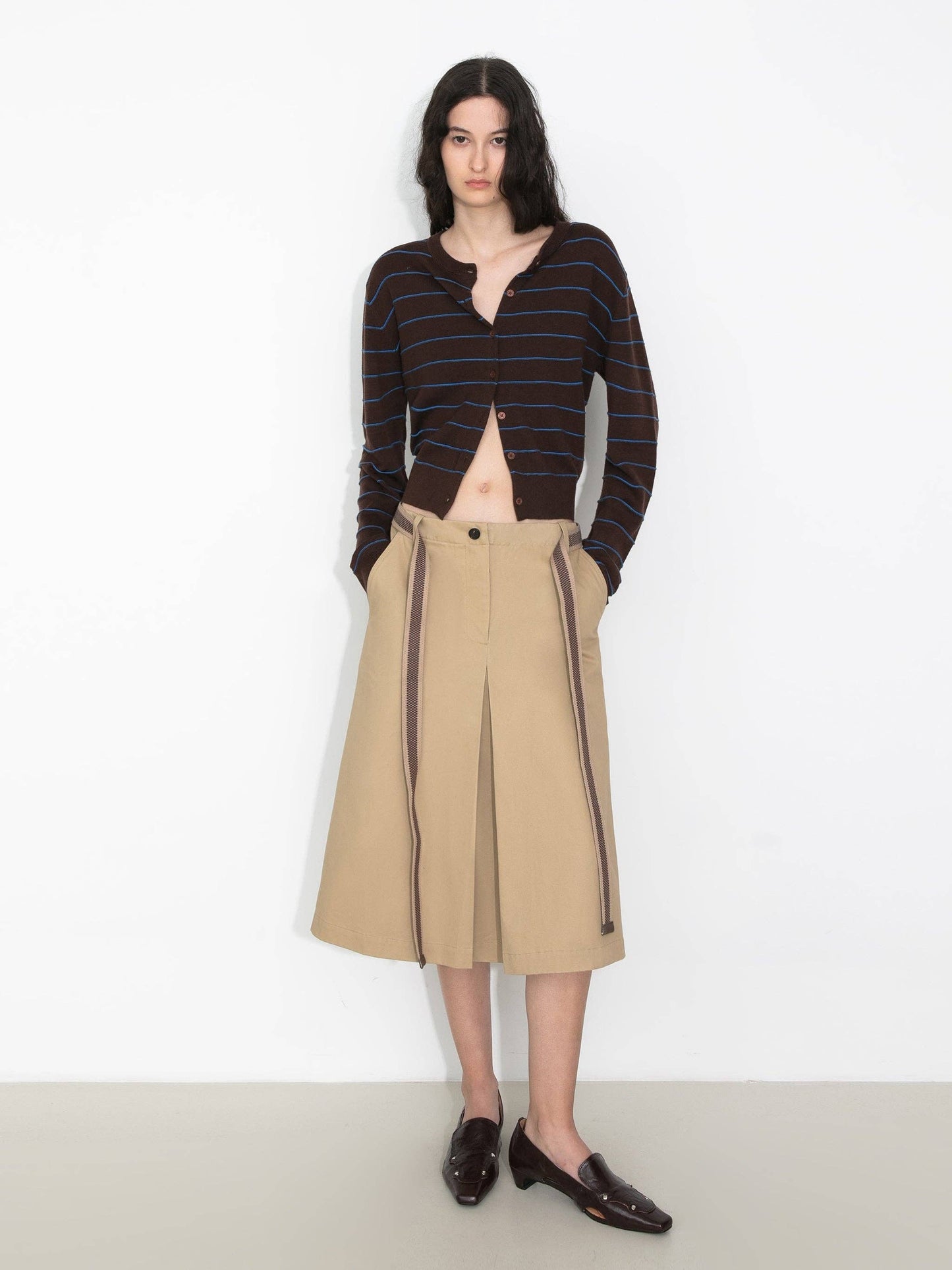Striped Long-Sleeve Knit Cardigan | Two Colours