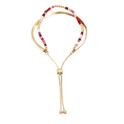Dual Layer Herringbone Bracelet | Pink & Gold